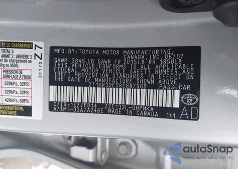 2008 Toyota Matrix Xr z USA, uszkodzony, nr VIN 2T1KR32E58C687969